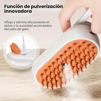 Cepillo Vapor Para Gatos Perro, 5-In-1 Multifuncional Cepillo a Vapor Para Mascotas Con Tanque De Agua Y Recargable Para Desenredar Nudos Y Pelos Sueltos En Animales, Blanco