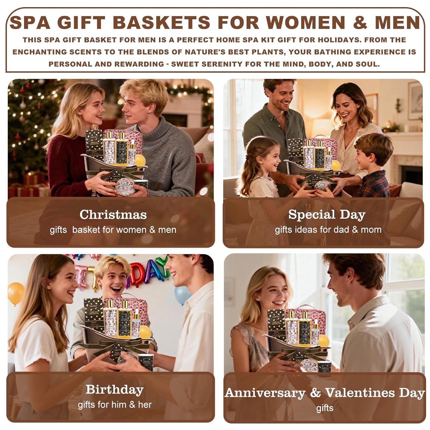 Warm Vanilla Spa Gifts for Women, Spa Bath & Body Gift Basket Skin Care Kit | Home Spa Gift Set, Home Spa Self-Care Kit, Travel Multi-Use Toiletry Bag, Birthday, Christmas, Mother Day, Anniversary Gifts