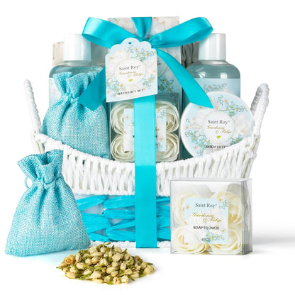 Gardenia Tulip Spa Kit for Women, Spa Gift Set, Bath & Body Gift Basket | Gifts for Mom Spa Gift Set, Self-Care Relaxation Gift, Home Spa Kit W/ Wallet, Birthday, Christmas, Mother Day, Anniversary