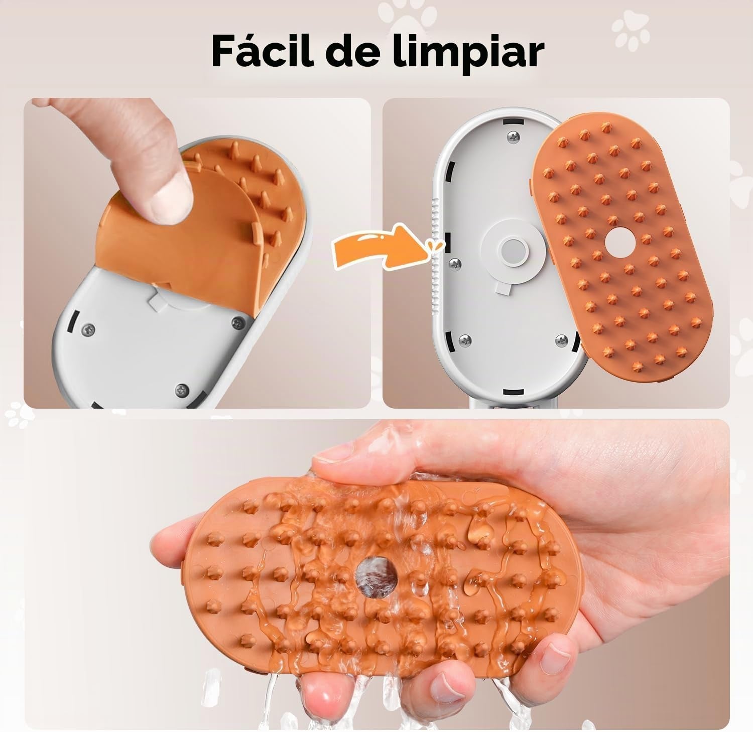 Cepillo Vapor Para Gatos Perro, 5-In-1 Multifuncional Cepillo a Vapor Para Mascotas Con Tanque De Agua Y Recargable Para Desenredar Nudos Y Pelos Sueltos En Animales, Blanco