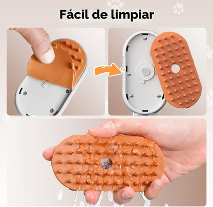 Cepillo Vapor Para Gatos Perro, 5-In-1 Multifuncional Cepillo a Vapor Para Mascotas Con Tanque De Agua Y Recargable Para Desenredar Nudos Y Pelos Sueltos En Animales, Blanco