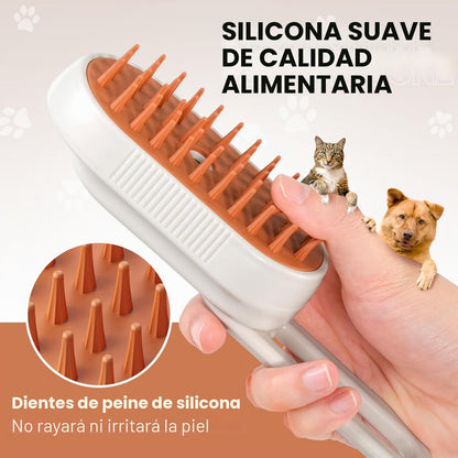 Cepillo Vapor Para Gatos Perro, 5-In-1 Multifuncional Cepillo a Vapor Para Mascotas Con Tanque De Agua Y Recargable Para Desenredar Nudos Y Pelos Sueltos En Animales, Blanco